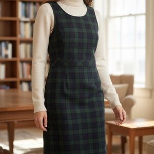 J. Crew Women’s Black Watch Plaid Sleeveless Wool Blend Dress